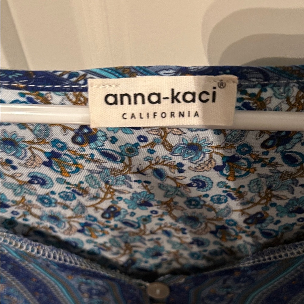 New Chic Boho Blue Patterned Blouse - image 2